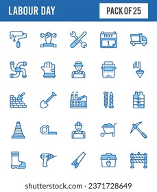 Paquete de iconos de dos colores en el Día del Trabajo. ilustración vectorial.