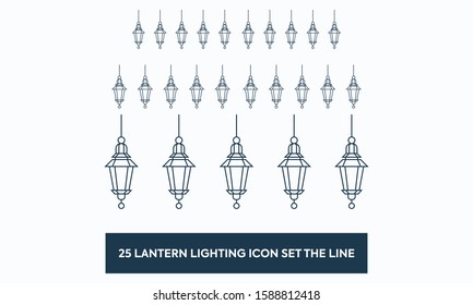 25 Lantern Outline Icon Collection. Simple Vector Illustration.