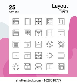 25 Layout Icon Set. 100% Editable EPS 10 Files. Business Logo Concept Ideas Line icon design