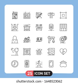 25 Line Black Icon Pack Outline Symbols for Mobile Apps isolated on white background. 25 Icons Set.