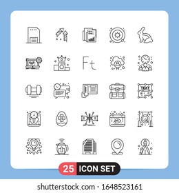 25 Line Black Icon Pack Outline Symbols for Mobile Apps isolated on white background. 25 Icons Set.