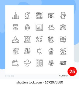 25 Line-Konzept für Websites Mobile und Apps medical; Globus; Rolltreppe; Erde; Design-Elemente für Vektorillustrationen im Kalender bearbeiten