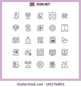 25 Line concept for Websites Mobile and Apps strategy; form; star; bricks layout; presidents Editable Vector Design Elements