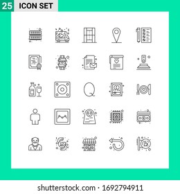 25 Line concept for Websites Mobile and Apps check; pin; activities; map; recreation Editable Vector Design Elements