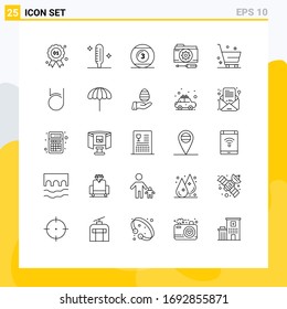 25 Line concept for Websites Mobile and Apps tools; options; cue ball; folder; snooker Editable Vector Design Elements