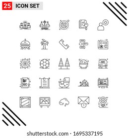 25 Line concept for Websites Mobile and Apps search; file; law; telephone; public Editable Vector Design Elements