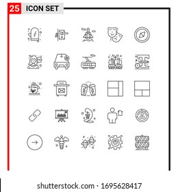 25 Line-Konzept für Websites Mobile und Apps-Chat; Theater; Wohnsitz; Person; Bearbeitbare Design-Elemente für Vektorillustrationen