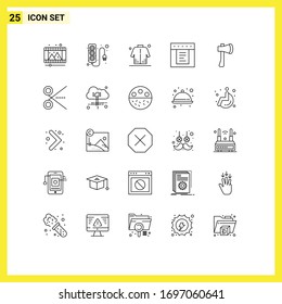 25 Line concept for Websites Mobile and Apps ax tool; web; jacket; tabs; eid Editable Vector Design Elements