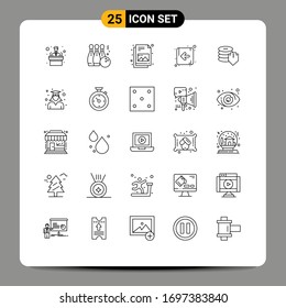 25 Line concept for Websites Mobile and Apps secure; dollar; document; shield; direction Editable Vector Design Elements