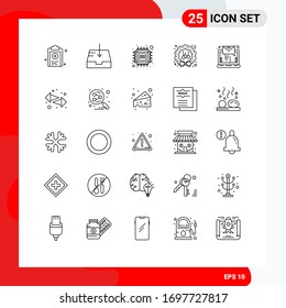 25 Line concept for Websites Mobile and Apps email; winter; computer; wreath; christmas Editable Vector Design Elements