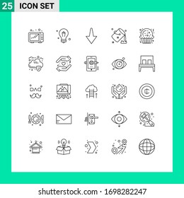 25 Line concept for Websites Mobile and Apps data; sugar; bucket; cookie; paint Editable Vector Design Elements