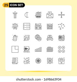 25 Line concept for Websites Mobile and Apps nature; snow; broadcasting; video; mail Editable Vector Design Elements