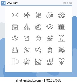 25 Line concept for Websites Mobile and Apps day; science; plant; lab; tube Editable Vector Design Elements