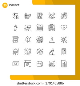 25 Line concept for Websites Mobile and Apps hand; trading; meter; money; success Editable Vector Design Elements