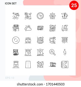 25 Line concept for Websites Mobile and Apps beach; setting; arrow; gear; right Editable Vector Design Elements