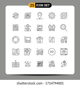 Concepto de 25 líneas para el bolígrafo Websites y Apps; pausa; ubicación; multimedia; configuración Elementos de diseño de vectores editables