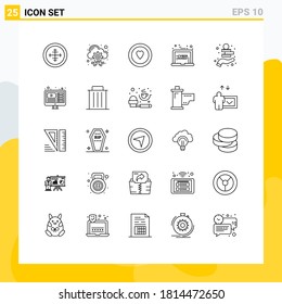 25 Line concept for Websites Mobile and Apps money; monday; services; discount; laptop Editable Vector Design Elements