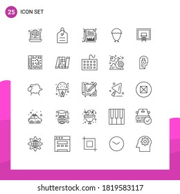 25 Line concept for Websites Mobile and Apps court; basket; financial; food; easter Editable Vector Design Elements