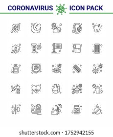 25 line Coronavirus Covid19 Icon pack such as infection; coronavirus; covid; coffin; shake hand viral coronavirus 2019-nov disease Vector Design Elements