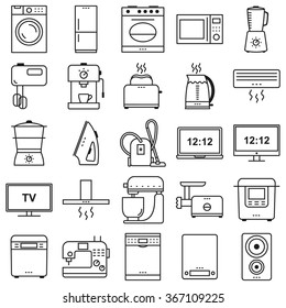 25 line icons. Appliances, devices.