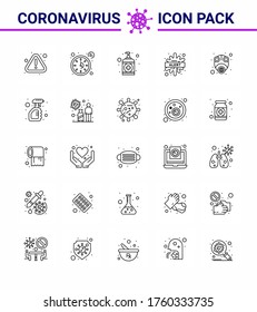 25 line viral Virus corona icon pack such as epidemic; disease; hand; bacteria; alert viral coronavirus 2019-nov disease Vector Design Elements