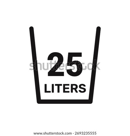 25 liters icon vector liquid measure vector white background