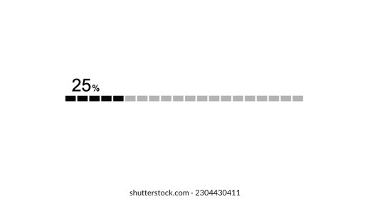 25% Loading bar progress icons, 25% load sign vector illustration. System software update and upgrade concept.