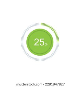 25% Loading. 25% circle diagrams Infographics vector, 25 Percentage ready to use for web design ux-ui.