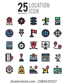 25 Location. icons Pack. vector illustration.