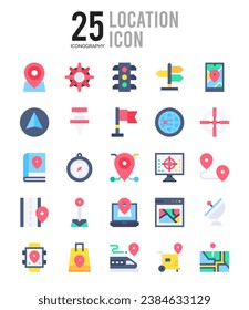 25 Location. icons Pack. vector illustration.