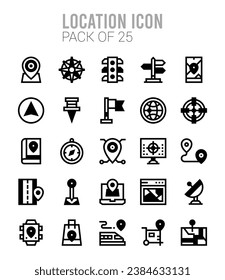 25 Location. icons Pack. vector illustration.