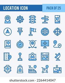 25 Location. Two Color icons Pack. vector illustration.