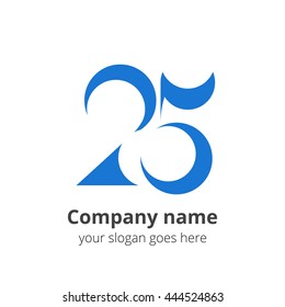 25 logo concept. Number twenty five, 2 and 5 logo icon.