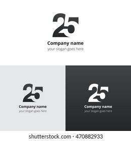 25 logo icon flat and vector design template. Monogram numbers two and five. Logotype twenty-five with gradient color. Creative vision concept logo, elements, sign, symbol for card, brand, banners.