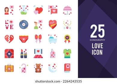 Paquete de iconos de Love Flat. ilustración vectorial.