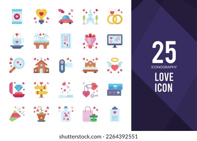 25 Love Flat icon pack. vector illustration.
