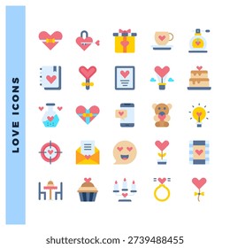25 Love Flat icon pack. vector illustration.