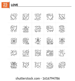 25 Love icon set. vector background
