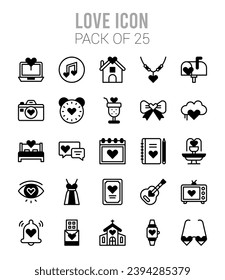 25 Liebe. Icons Pack. Vektorgrafik.