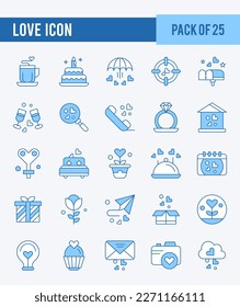 25 Love . Two Color icons Pack. vector illustration.