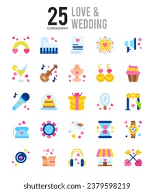 25 Love And Wedding icons Pack vector illustration.