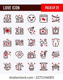 25 Love And Wedding. Two Color icons Pack. vector illustration.