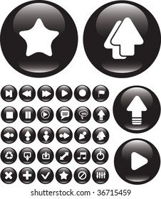 25 main black buttons. vector