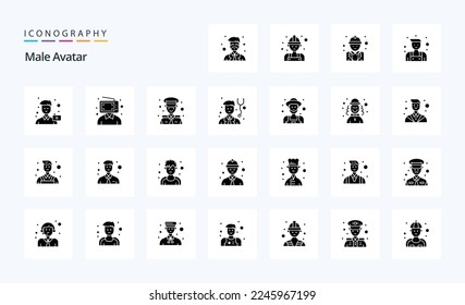 25-Mann-Avatar-Solid-Glyph-Icon-Paket