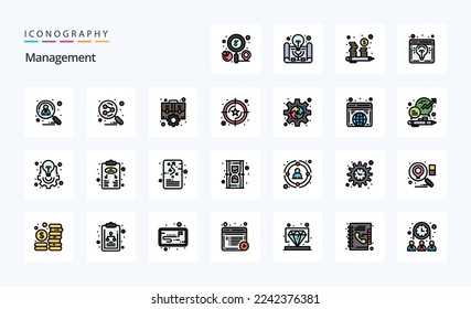 Paquete de iconos 25 Estilo relleno de línea de administración