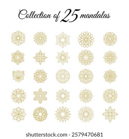 25 Mandala Gold vector design collection