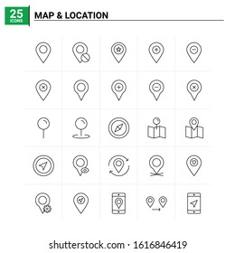 25 Map & Location icon set. vector background