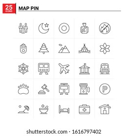25 Map Pin icon set. vector background