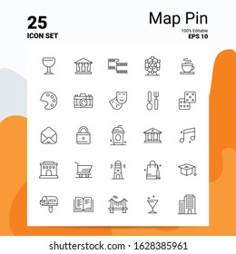 25 Map Pin Icon Set. 100% Editable EPS 10 Files. Business Logo Concept Ideas Line icon design