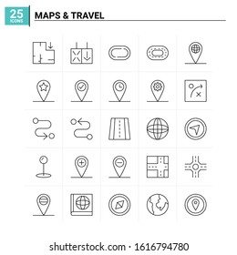 25 Maps an Travel icon set. vector background
